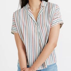 Madewell Park Popover Shirt Rainbow Stripe